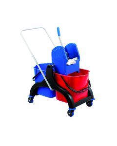 double plastic mop trolley with plastic wringer